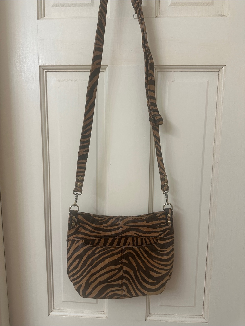 Brown Zebra-Print Crossbody Bag - Women's Animal Print Shoulder Bag
